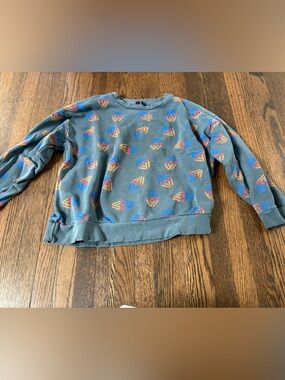 Kids Blue Graphic Crewneck Sweatshirt with Colorful Print